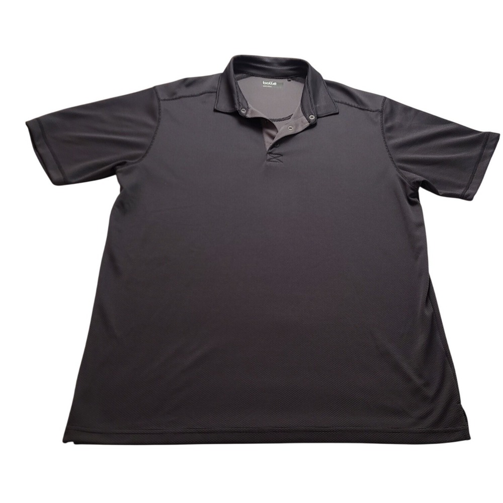 Bolle Men's Performance Polo Shirt XL Gray Short Sleeve‎ Snap Placket Textured